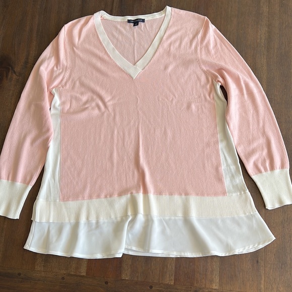 Tommy Hilfiger Woman's Layered Look Sweater, Size L, pink & white, tunic - Picture 2 of 12